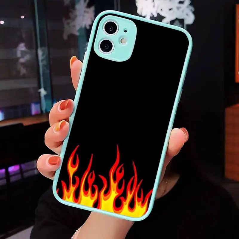 

Cool red flames green flame Phone Case Clear Funda matte transparent For blue iPhone 7 8 x xs xr 11 12 pro plus max mini