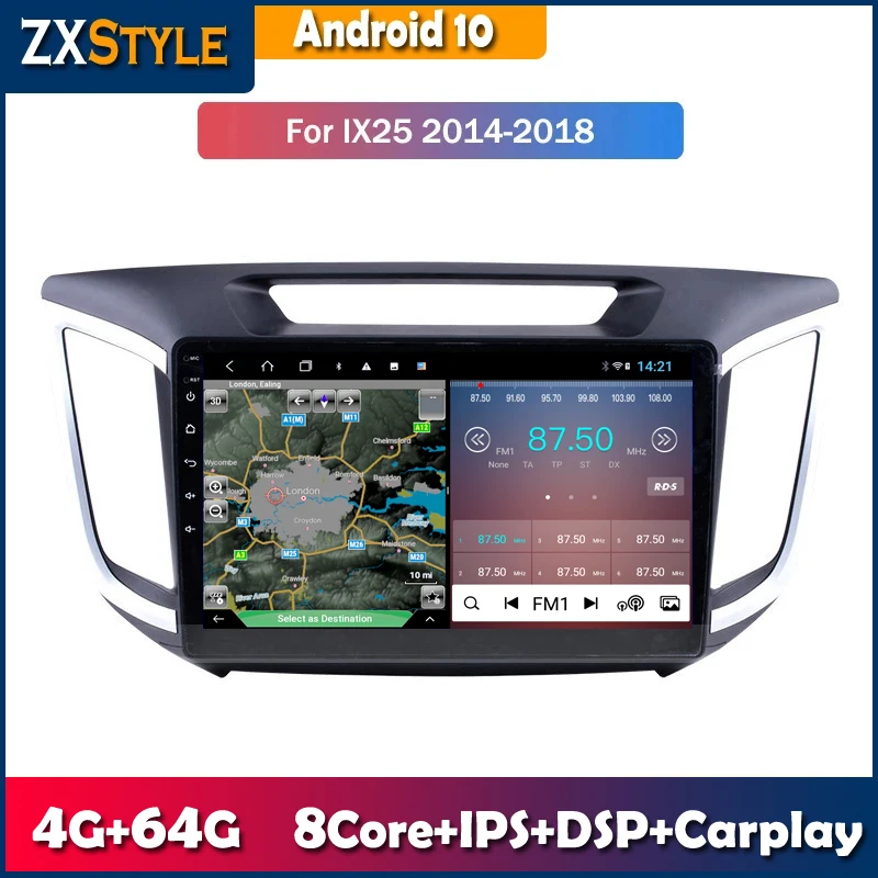

Автомобильный GPS-навигатор IPS на Android 10 с сенсорным экраном для Hyundai IX25 Creta 2014-2018, интеллектуальная Стереосистема радио