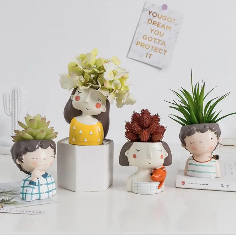 Горшок для суккулентных растений горшок цветов мальчиков и девочек креативный
