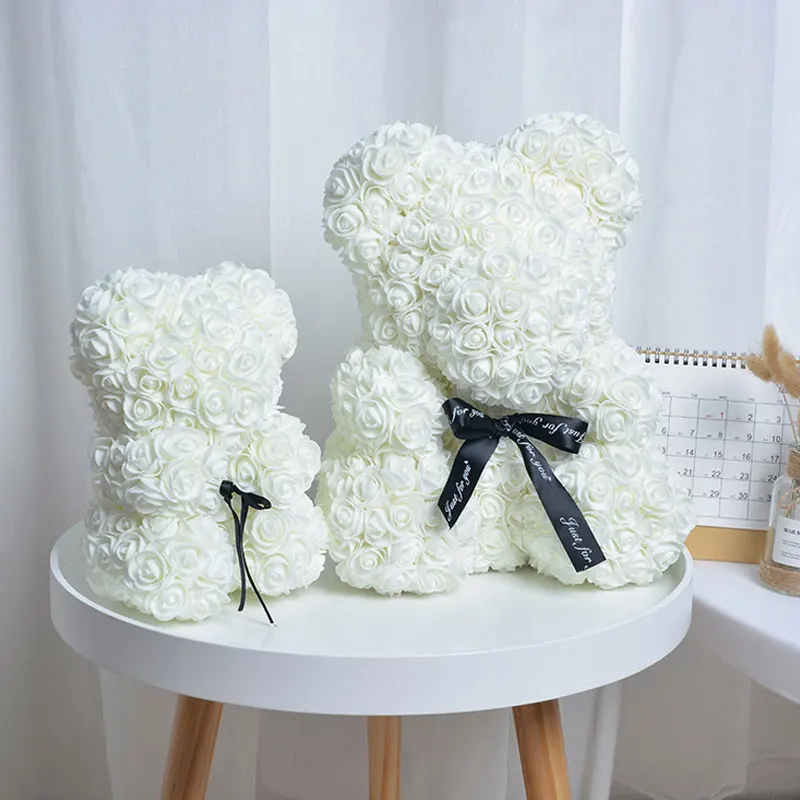 Качественный розовый медведь 25 см розы куклы PE искусственные цветы Роза ручной