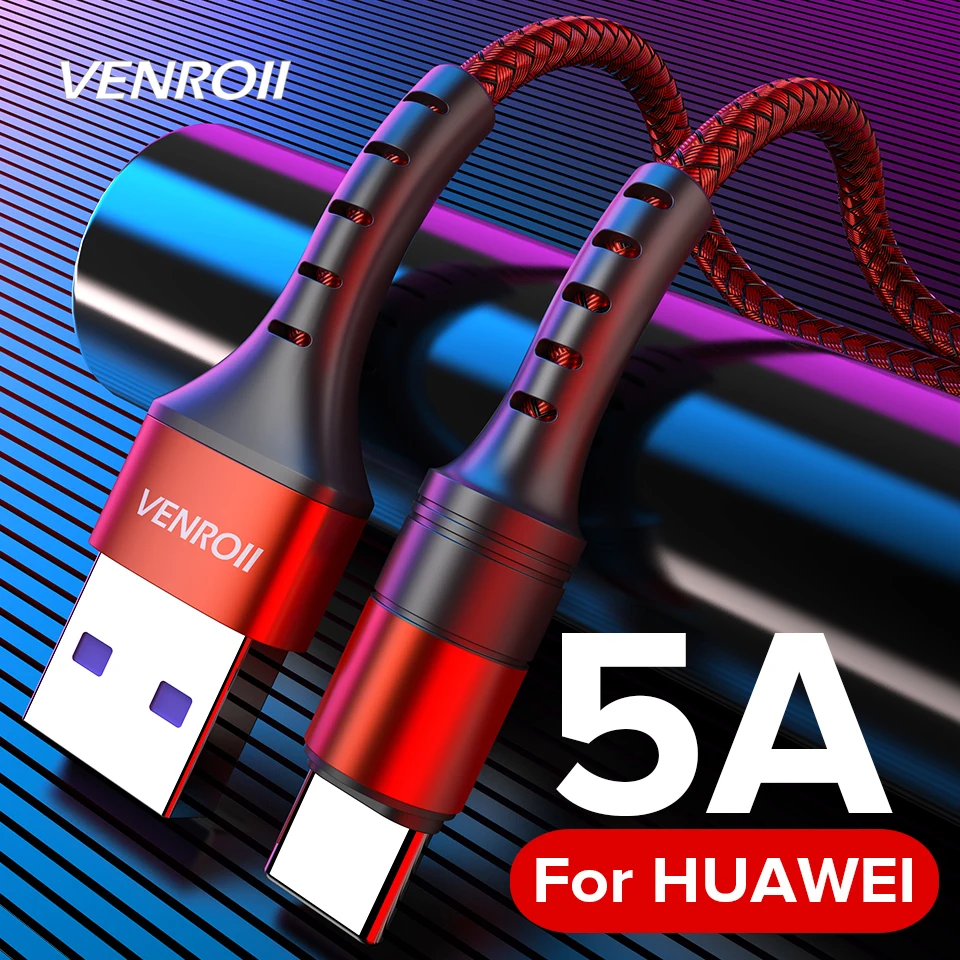 Venroii 5A usb type-C кабель для huawei mate 20 Pro P20 Lite Supercharge USBC кабель для быстрой зарядки type-C кабель для huawei P30 Pro
