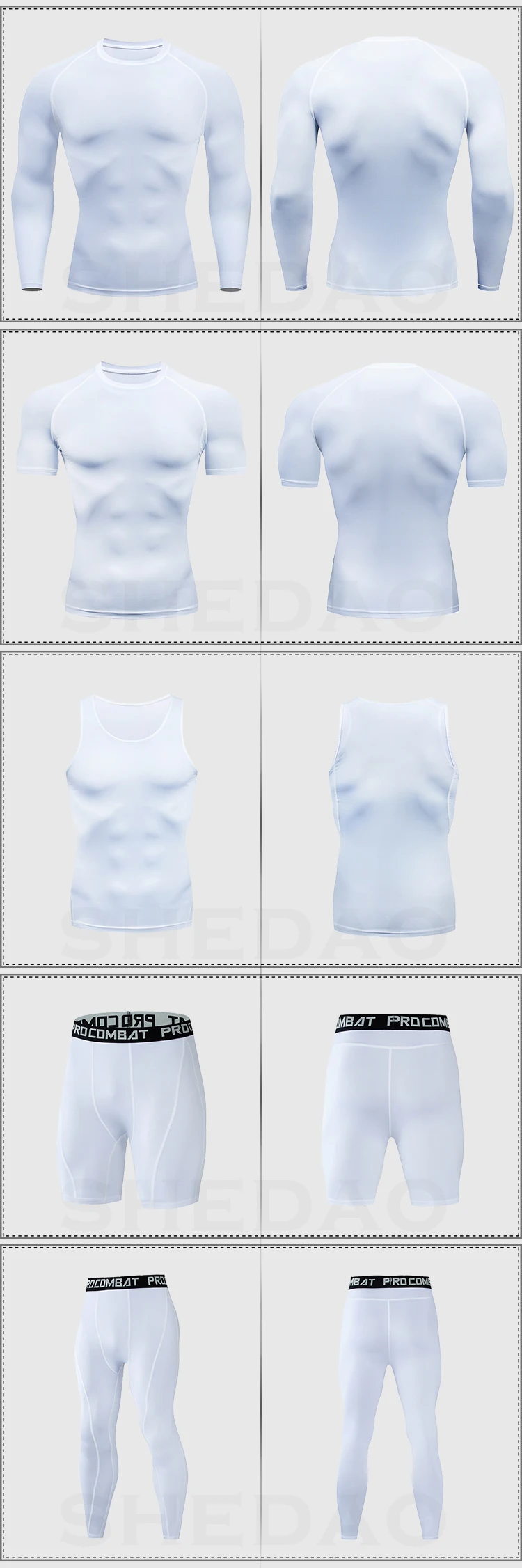 6/7 шт. ткань отводящая влагу спортивный комплект Для мужчин спортивная одежда для бега Баскетбол плотный спортивная одежда Фитнес тренировочный костюм Сжатия спортивной одежды