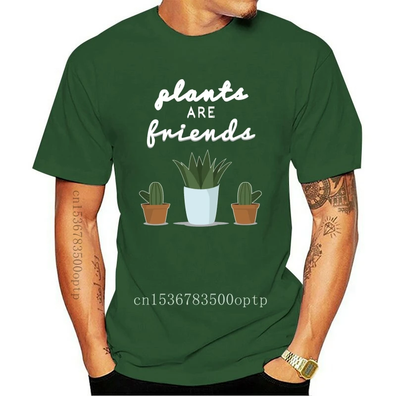 

New Cute Gardening Womens Tee Plants Are Friends Cactus Vegan Flowers Slogan Cool Casual pride t shirt men Unisex 2021 Fashion