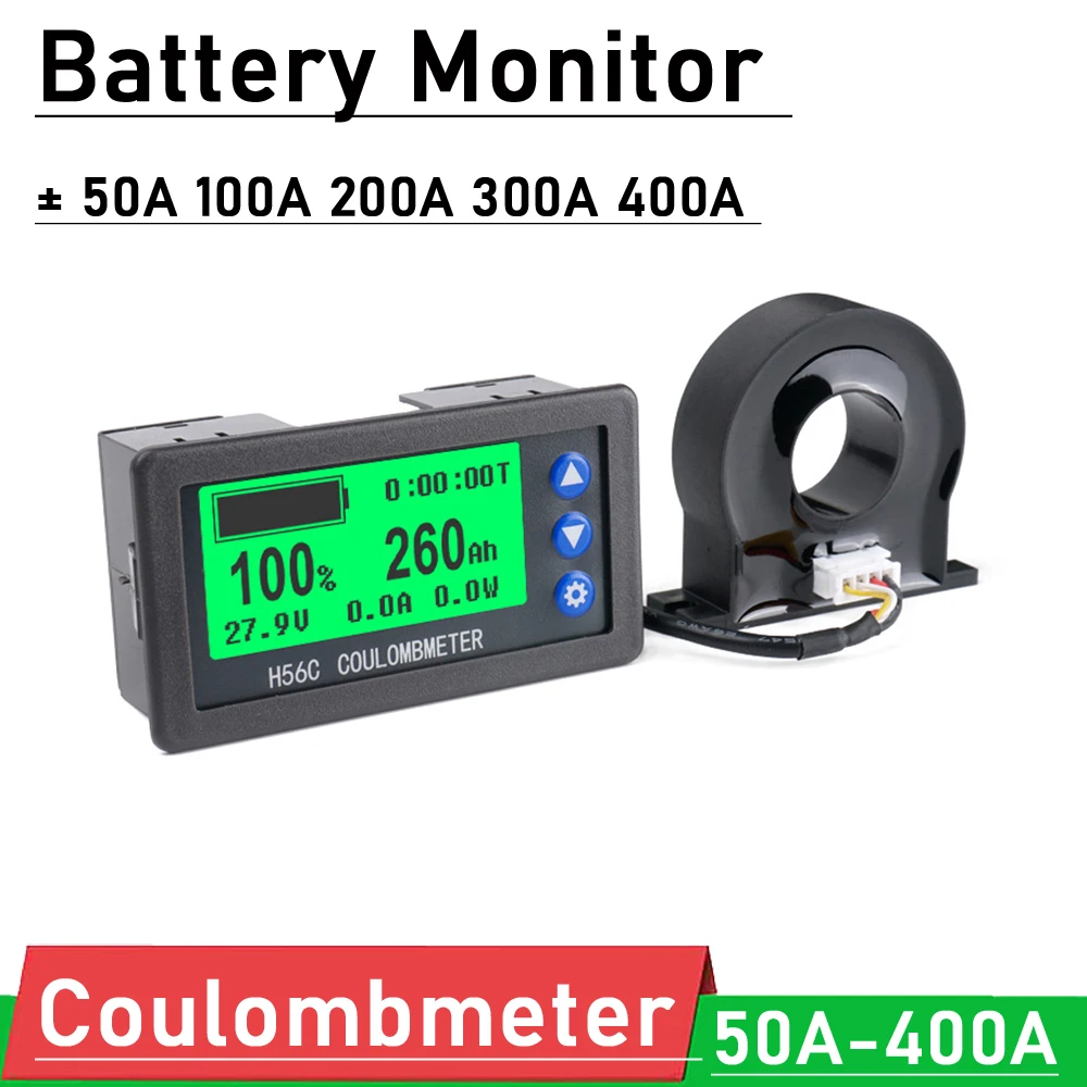 

Battery Monitor DC 8-100V 100A 200A 400A Lifepo4 lead-acid Li-ion lithium CELL Capacity power Meter 12V 24V 36V 48V 60V 72V