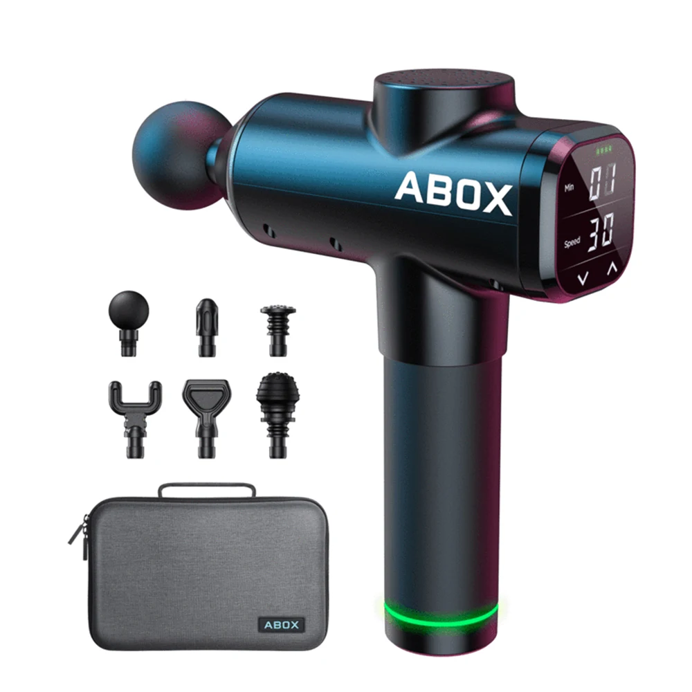 

Massage gun 2021 upgrade 14 mm deep massage gun massager 30 speeds muscle massage gun with timing function with 6 massage heads