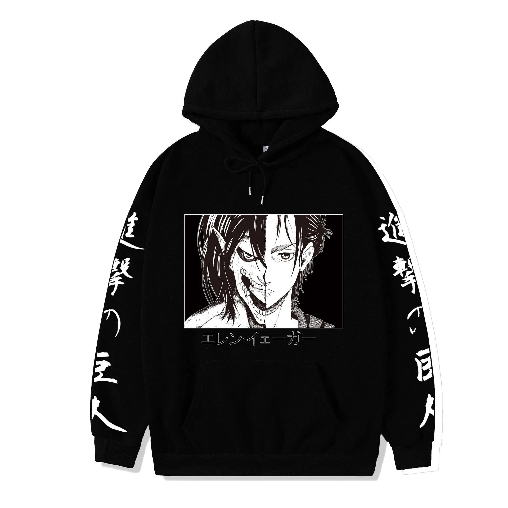 

Japanese Streetwear Anime Attack on Titan Long Sleeves Hoodie Male Female Autumn Winter Fleece Thick Warm Pullovers Tops Men