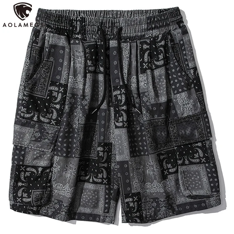 

Hip Hop Shorts Men Vintage Plaid Print Multi-Pocket Baggy Cozy Beach Bermuda Casual Shorts Summer High Street Knee-length Pants