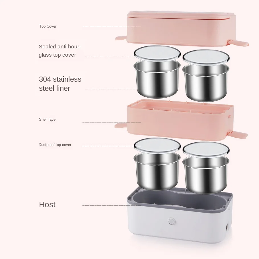

Electric Portable Heating Lunch Box Stainless steel Food Container Mini Hot Rice Cooker Steamer Meal Lunchbox Bento Warmer