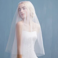 2022 new arrival on sale charming white tulle bridal wedding veils one layer bride veils cheap wedding accessory