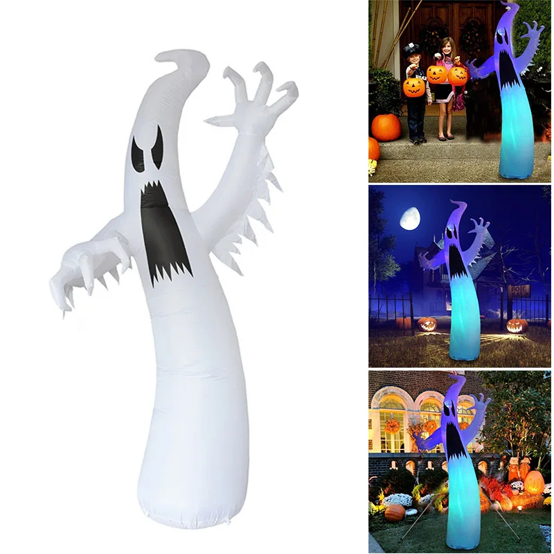 

Надувной страшный призрак на Хэллоуин со светодиодной подсветкой, декоративный реквизит для дома, сада, двора, светящиеся вечерние чные при...
