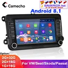 Camecho Android 8,1 2Din для VWVolkswagenGolfPoloTiguanPassatb7b6leonSkodaSeatOctavia Автомагнитола GPS мультимедийный плеер