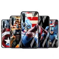 captain america marvel for xiaomi redmi k40 k30 k20 pro plus 9c 9a 9 8a 7 luxury shell tempered glass phone case cover