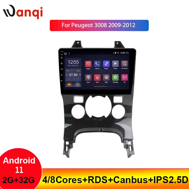 

Автомагнитола 9 дюймов, 2 + 32 ГБ, Android для Peugeot 3008 2009-2012, Android 11, GPS-навигация, мультимедийный плеер, поддержка Wi-Fi, SWC, BT, без DVD