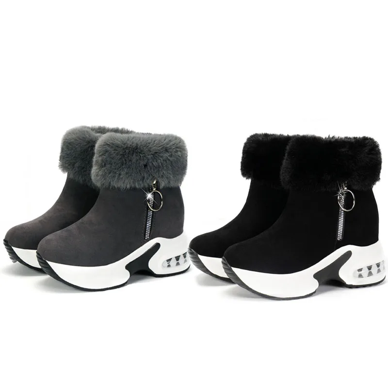 

2021 Snow Boots Women's Winter New Warm Women's Cotton Boots Plus Velvet Thick-soled Inner Increase All-match Casual Ankle Boots