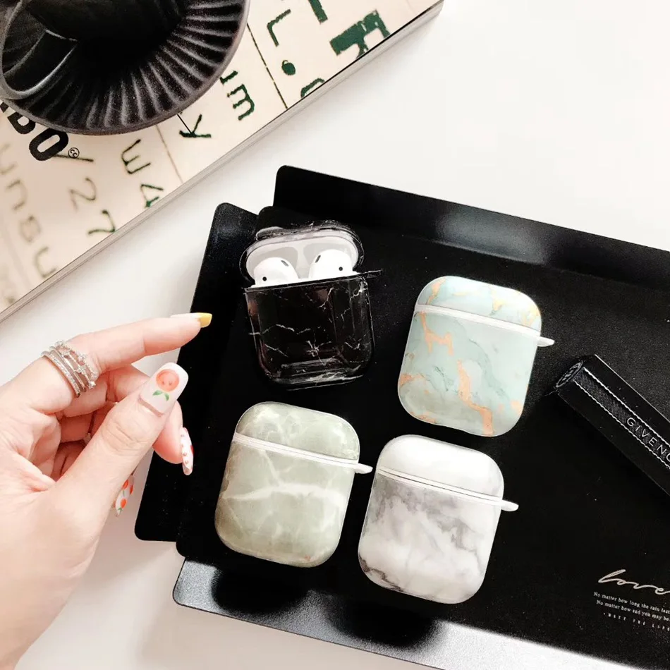 Роскошный чехол для Airpods 2 Чехол мраморный чехол для наушников для Apple Airpods беспроводной Bluetooth чехол для наушников Air Pods Earpods
