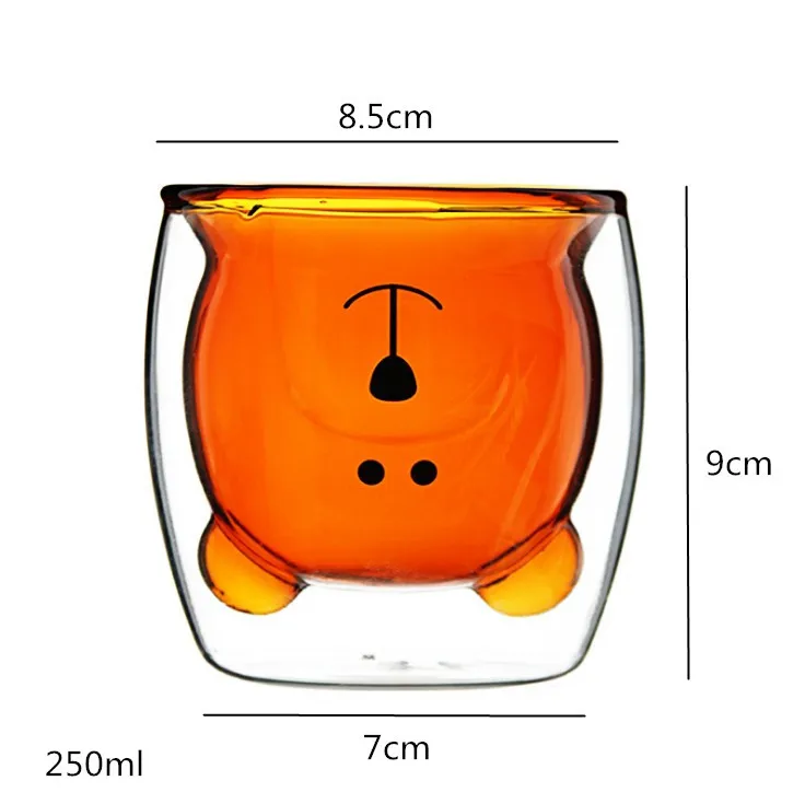 250 мл медвежонок без свинца двойная стенка ручная работа стекло термостойкая