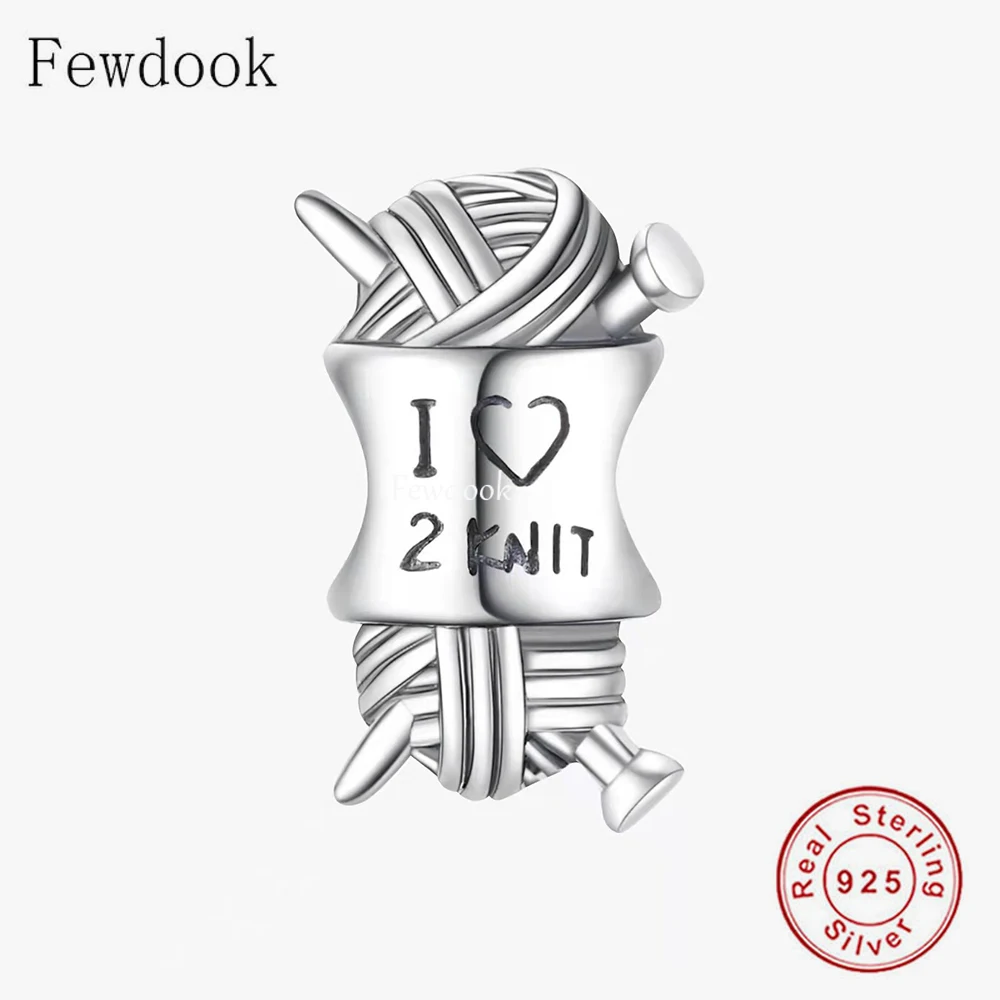 

Fit Original Charm Bracelet Real 925 Sterling Silver I Love To Knit Thread and Needles Beads For Making Women Handcraft Berloque