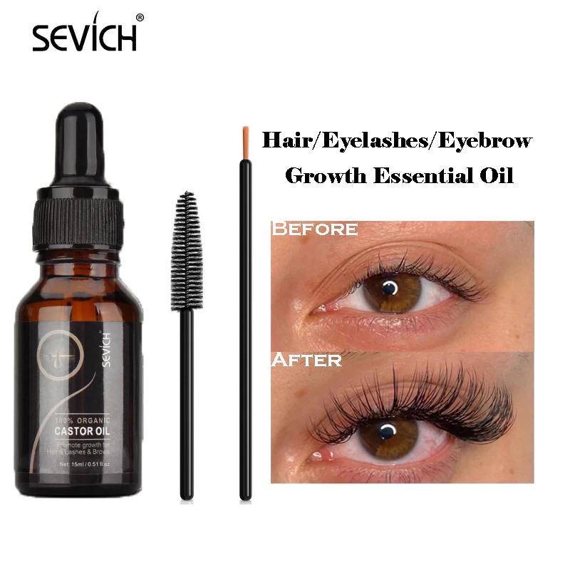 Sevich Pure Castor Oil Eyelashes Growth Serum Eyebrow Hair Fast Growth Liquid Essential Oil Nourishing Roots Enhancer Products  - buy with discount