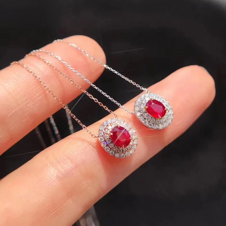 Ожерелье женское из белого золота 0 3 пробы с натуральным Рубином 166ct 18 карат |