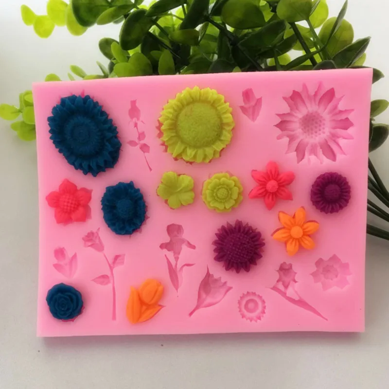 1 шт. 3D Подсолнухи розы силиконовая форма для украшения с помощью сахара ремесло