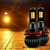 2pcs car front fog light bulbs h11 h3 h7 h8 h11 9005 hb3 9006 hb4 880881 h27 dual color day lights with turn signal led 12v