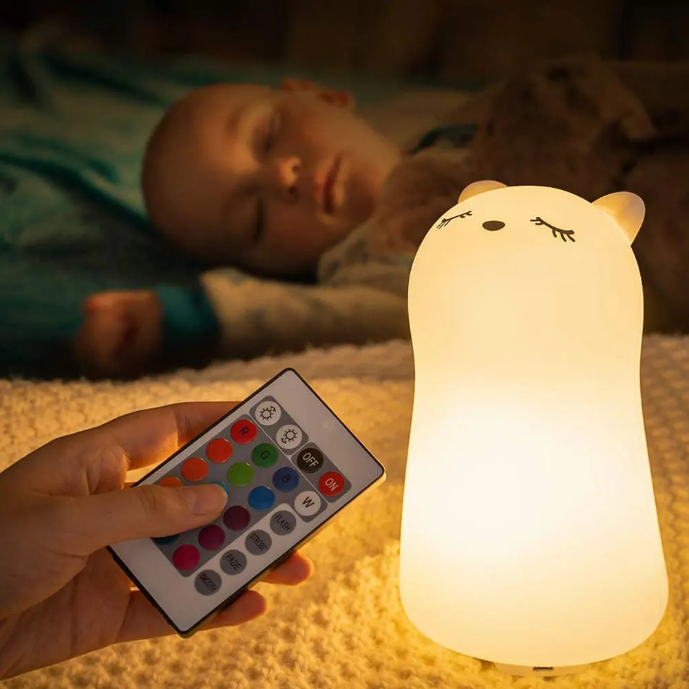 

Children Night Light Bedside Cat Lamp USB Rechargeable LED Touch Control Nursery Bedroom Bedside Lamp For Children Kids Baby