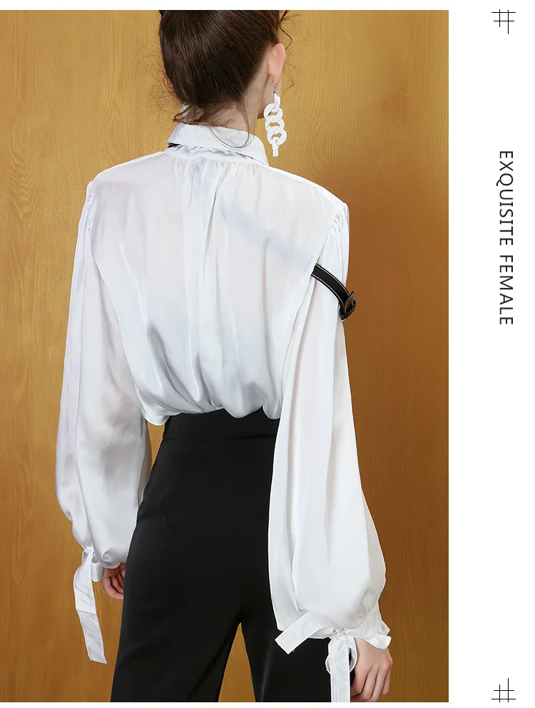 

2019 Autumn Fashion Turn-down Collar Women Blouse Shirts Long Sleeve Chiffon Formal Women White Black Shirts