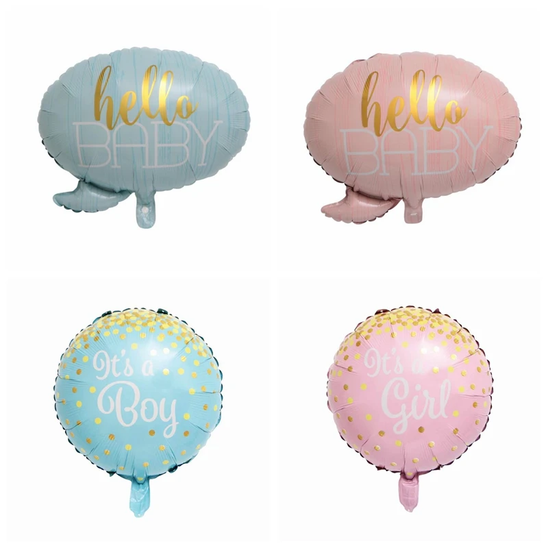 Hello Baby Золотой шарик в форме пузыря фольга розовый синий гелиевый воздушный шар