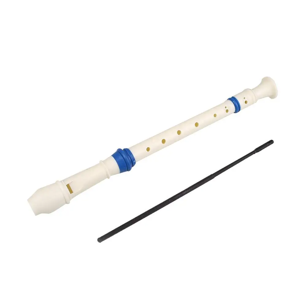 

White Instrument 8 Holes Soprano Flute Recorder with Cleaning Stick Rod