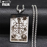 stainless steel viking tarot pendant necklace womenmen chain necklace the wheel of fortune jewelry acero inoxidable xh175