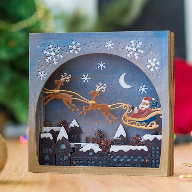 Chistmas Санта над крышей металлические режущие штампы 2019 Новые Ремесленные для