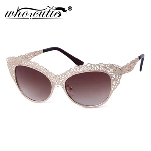 Женские солнцезащитные очки кошачий глаз в стиле барокко с цветком и Полой Металлической оправой, Винтажные Солнцезащитные очки кошачий глаз в стиле ретро, модель S086, 2019