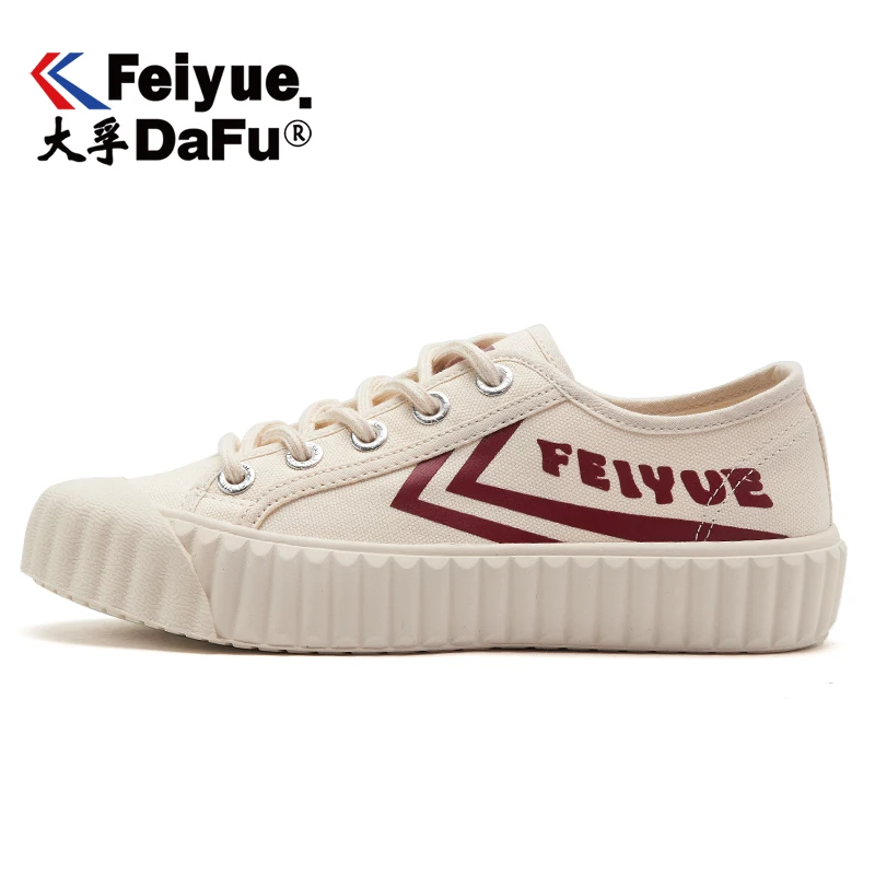 Beige(Red Logo) Feiyue/обувь из парусины вулканизованные; коллекция 8332 года; повседневная мужская и женская обувь; дышащие кроссовки на плоской подошве; эластичная стелька; нескользящие модные кроссовки - Цвет: Beige(Red Logo)