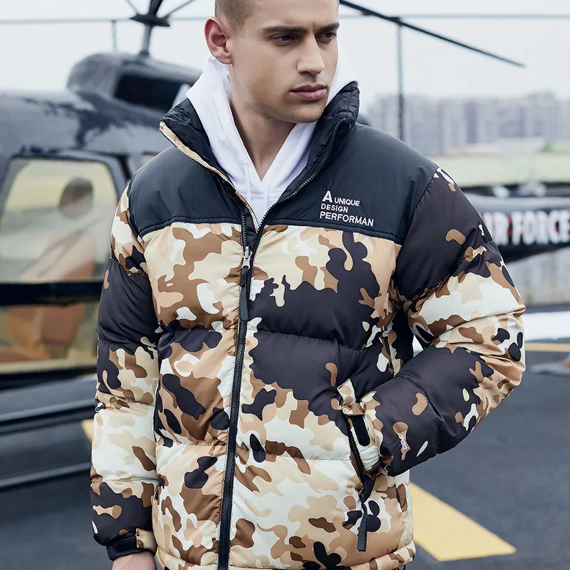 

European and American Tide Brand Cotton Clothing Young Men Outdoor Winter Coat 2020 New Collar Camouflage Cotton Men Coat Men