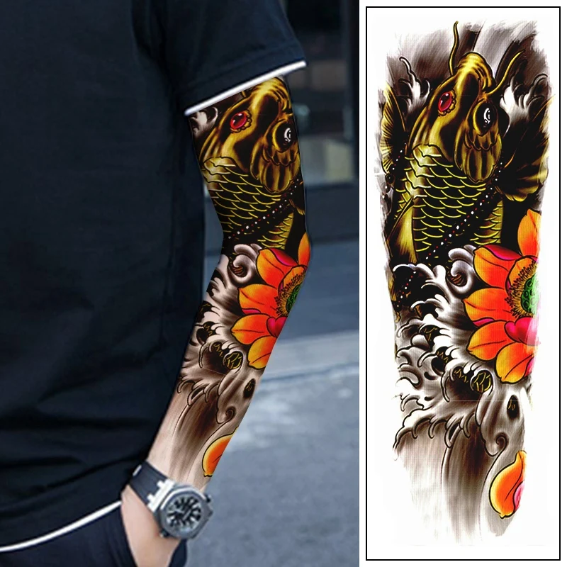 Водостойкие Временные татуировки 4 шт./лот рыба Череп цветные полноразмерные