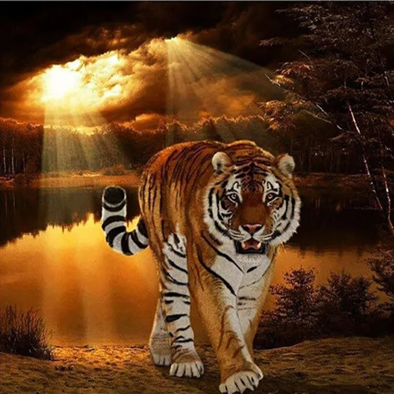 

Алмазная вышивка 5D "сделай сам", картина из страз, тигр, стразы, украшение для дома