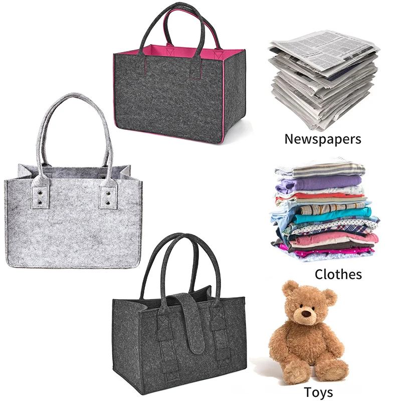 Фетровая сумка большая емкость складная женская для игрушек книг дров