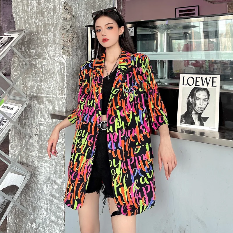 

Plus Size Suit Jacket Women Summer INS Leopard Printed Short sleeve Suit Coat University Fashion Female Casual Thin Blazer
