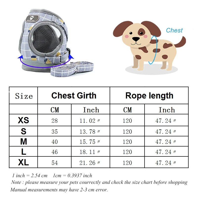 Шлейка с поводком для собак и кошек регулируемая дышащая в клетку | Дом сад