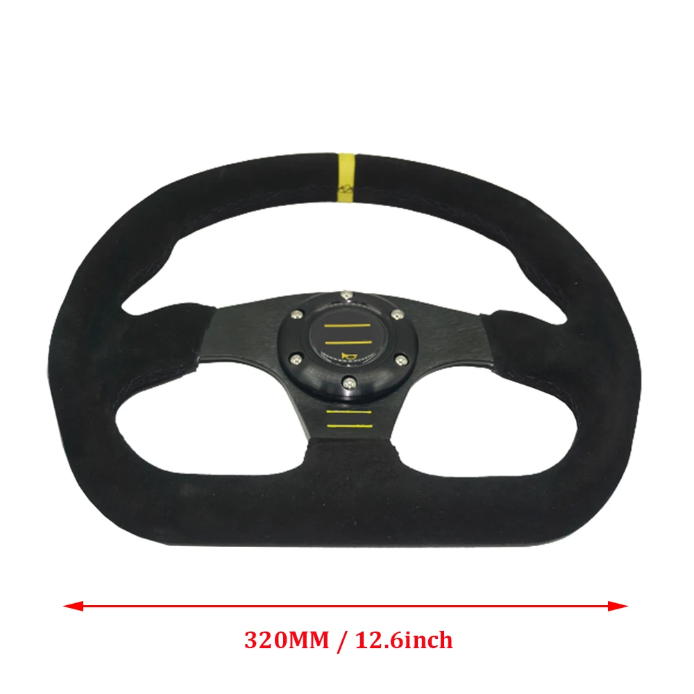 Универсальный 13-дюймовый гоночный руль в мамином стиле из замши и кожи плоский