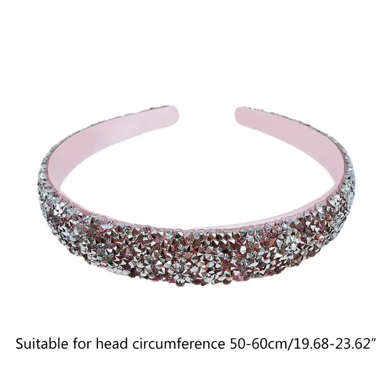 

New Women Full Jewelry Wide Headband Shimmer Rhinestone Rainbow Leopard Hair Hoop