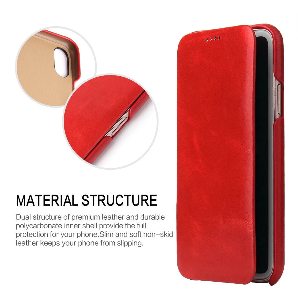 

Fierre Shann Luxury Business Genuine Leather Thin Flip Phone Case For iPhone 12 mini 11 Pro X XR XS Max 7 8 Plus SE 2020 Cover