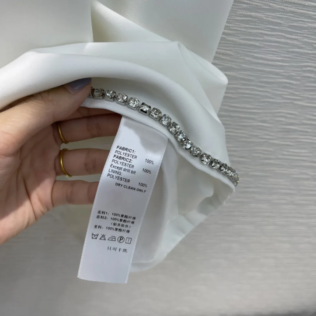 

Sweet White Sling Dress for Women Autumn New 2021 Retro Puff Sleeve Slim Mini Slip Dresses Luxury Brand Diamond Hem Sling Dress