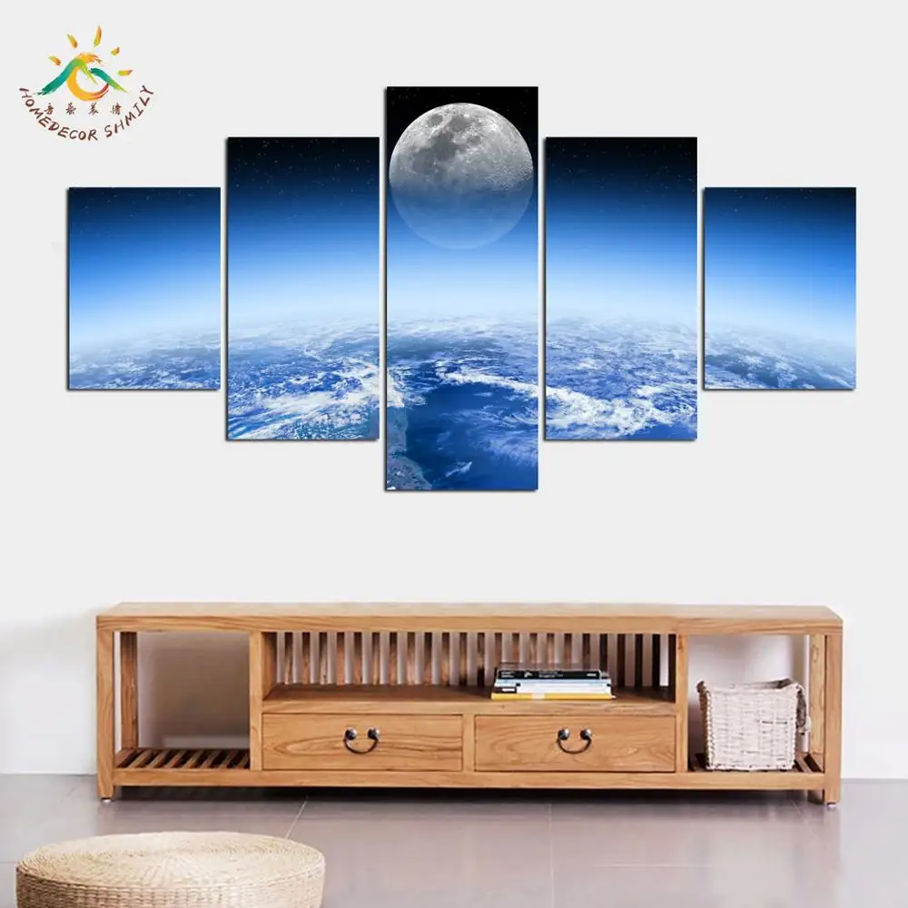 Skyline планета и Луна современный настенный художественный холст плакаты