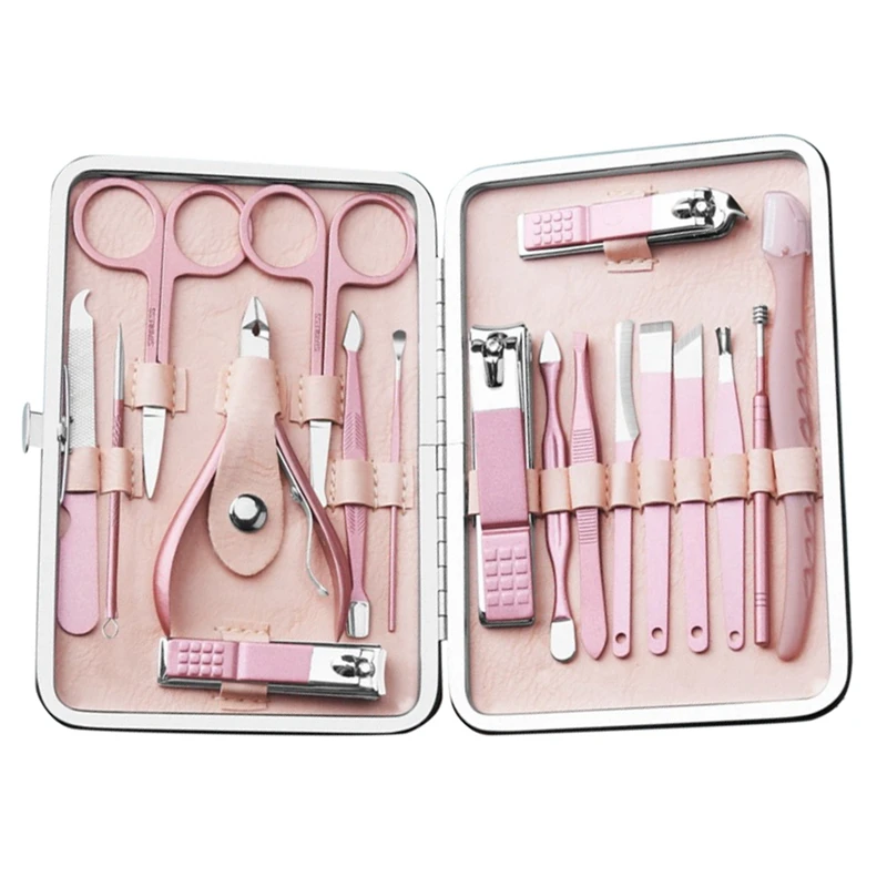 

18 шт. маникюрный набор профессиональных Нержавеющая сталь маникюрный набор для ногтей набор ноги руки по уходу за ногтями Инструмент мульт...
