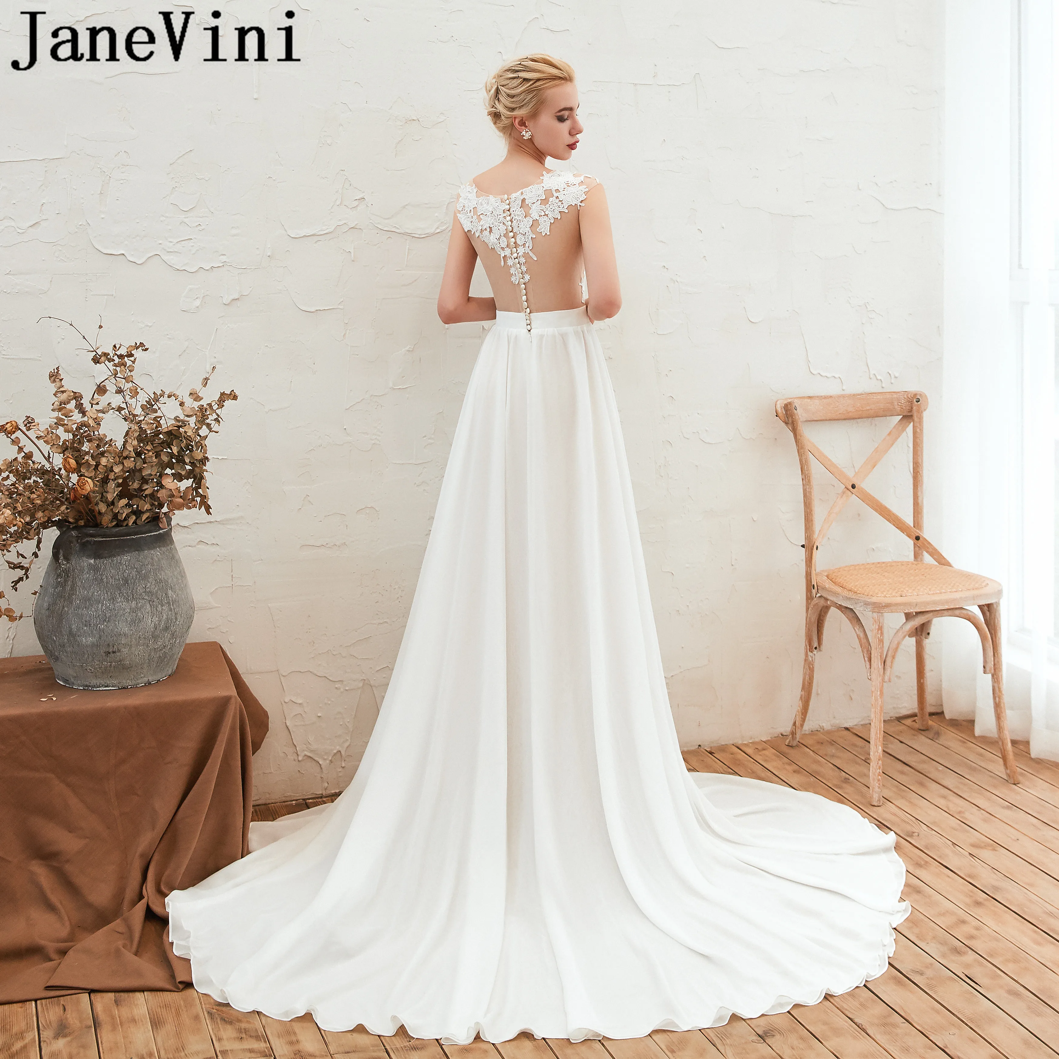 JaneVini Barato пикантные леггинсы Сплит женское свадебное платье простая Аппликация