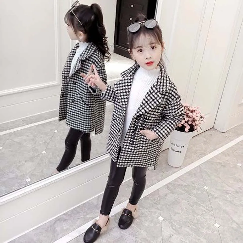 2020 детские куртки для девочек зимнее шерстяное длинное пальто