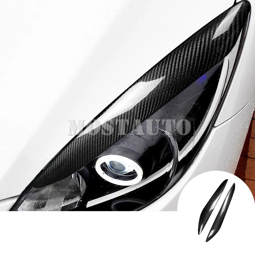 For Mazda 3 Mazda3 BL Real Carbon Fiber Exterior Headlight Cover Eyelid Eyebrow Trim 2009-2013 2pcs Car Accessories