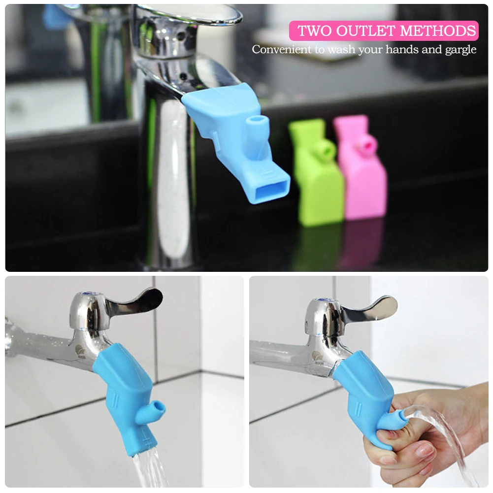 

Cute Solid Color Silicone Water Tap Extension Sink Children Washing Device Bathroom Kitchen Sink Faucet Guide Faucet Extenders