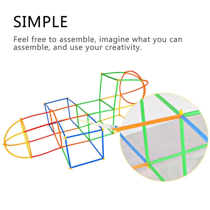 

700Pcs 4D Straw Building Blocks DIY Plastic Assembled Blocks Straw Inserted Construction Colorful Educational Kids Toy